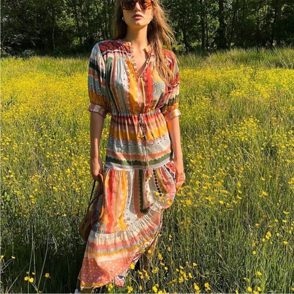 Carolina K Tarahumara Patchwork Maxi Dress size XS